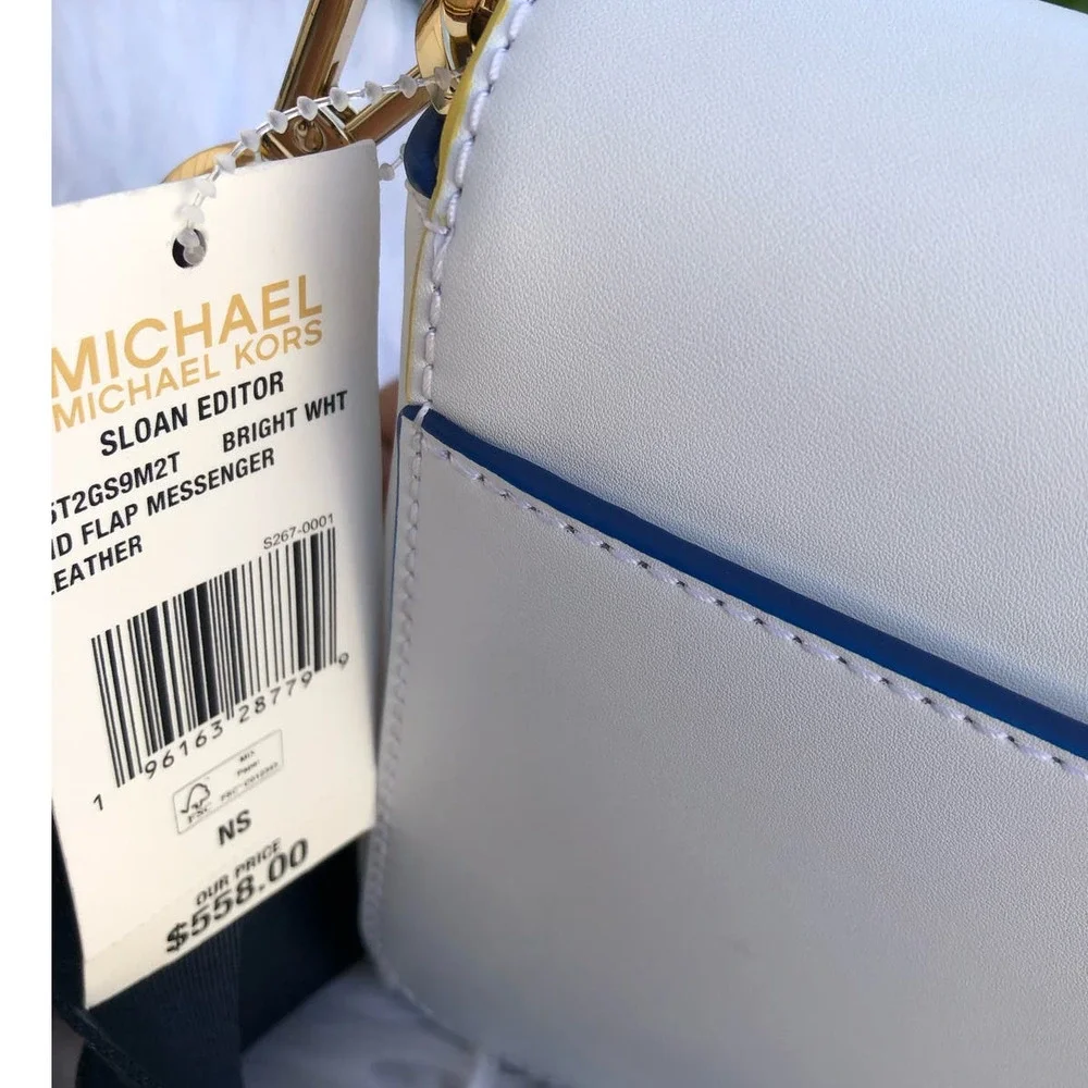 Michael Kors Sloan Editor Leather Messenger Crossbody Rainbow - Picture 11 of 16